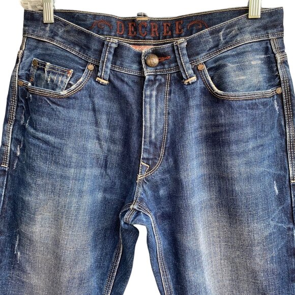 Degree Straight Fit Men's Jeans Size 33x30 Distressed Flap Pocket Dark Wash - Picture 4 of 16